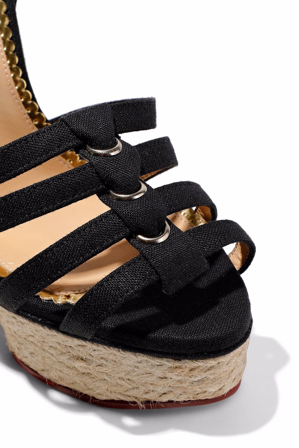CHARLOTTE OLYMPIA Eyelet-embellished canvas espadrille platform sandals