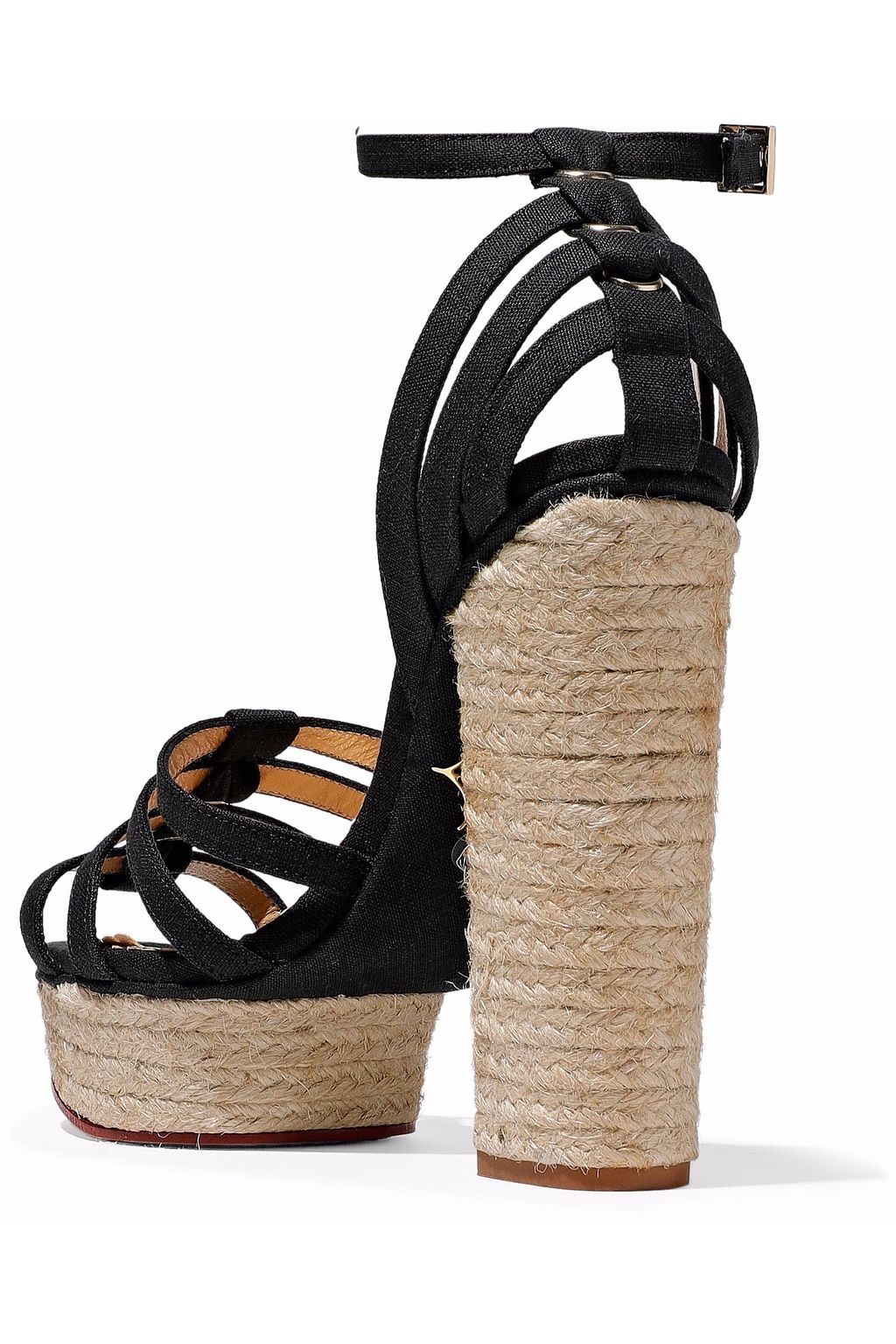 CHARLOTTE OLYMPIA Eyelet-embellished canvas espadrille platform sandals