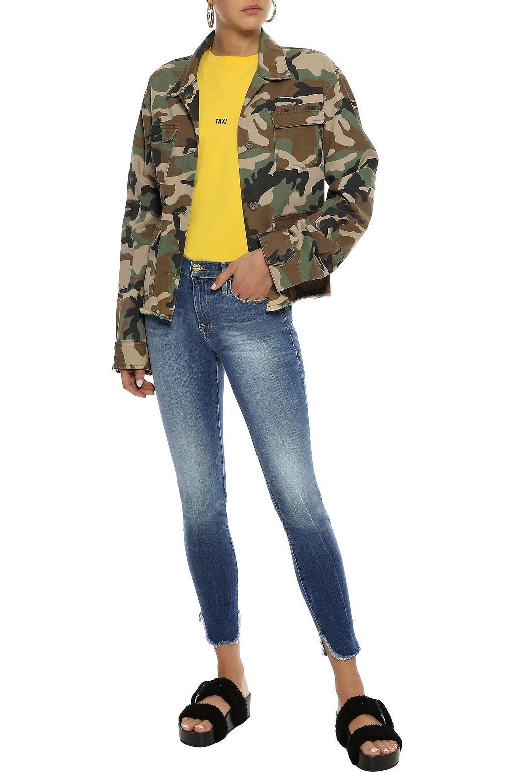 FRAME Le Skinny de Jeanne cropped distressed mid-rise skinny jeans
