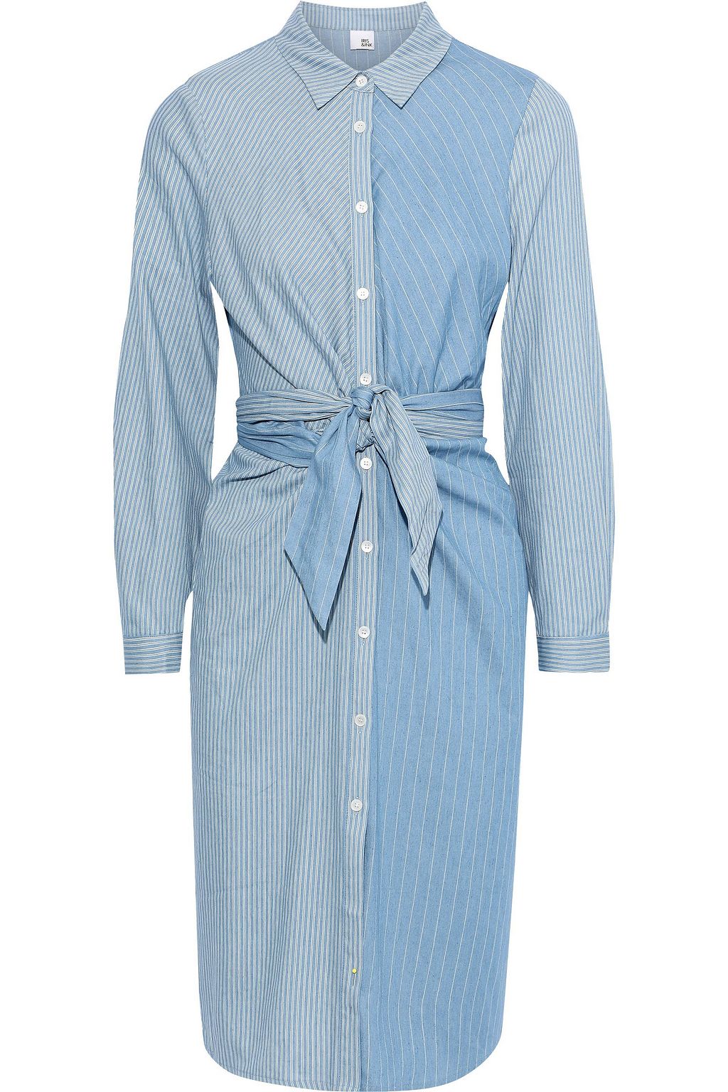 light blue tie front dress