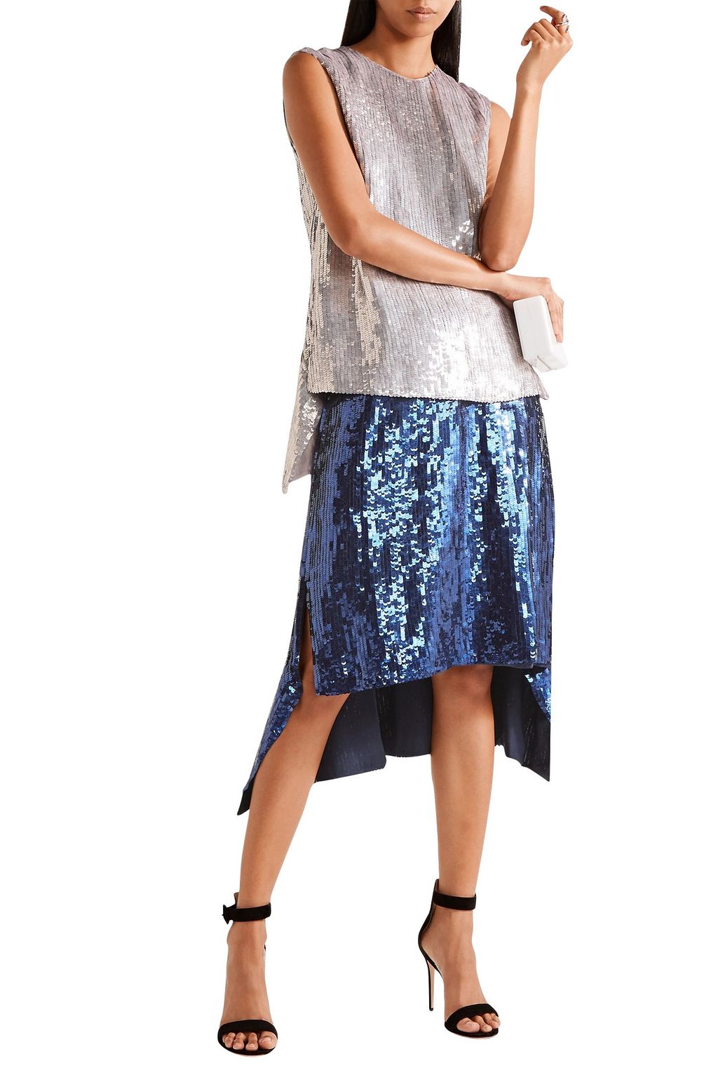 ALTUZARRA Oleander asymmetric sequined silk-chiffon skirt
