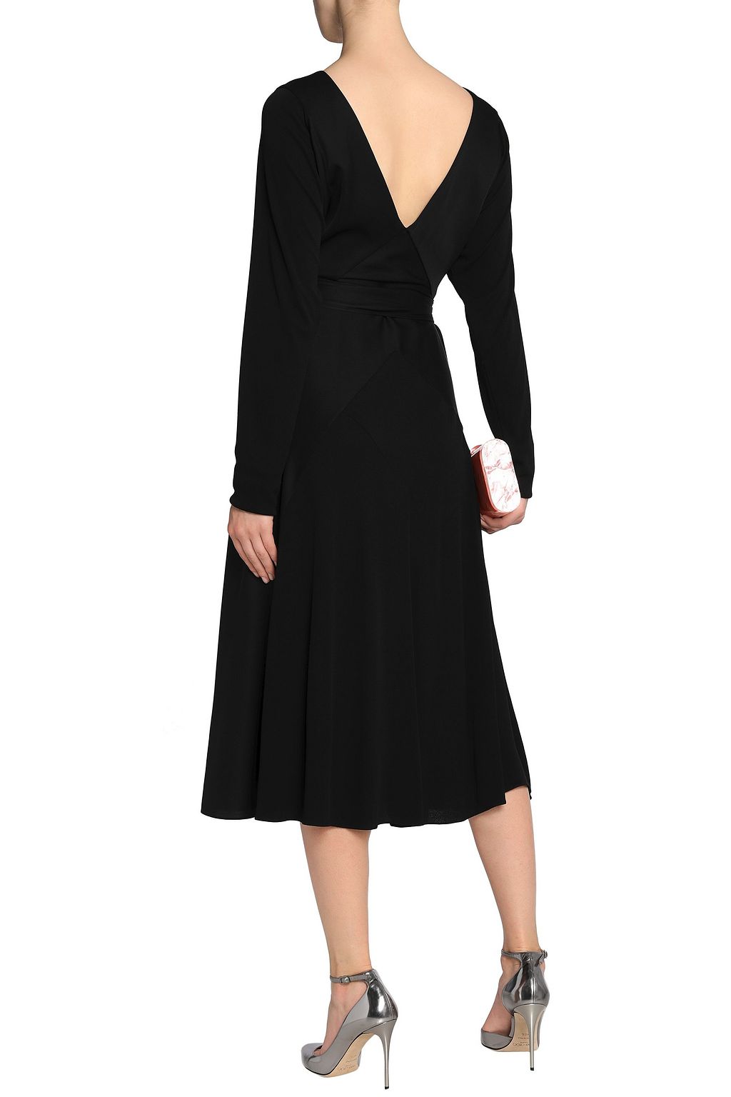 VIONNET Wrap-effect crepe de chine-paneled silk-jersey dress