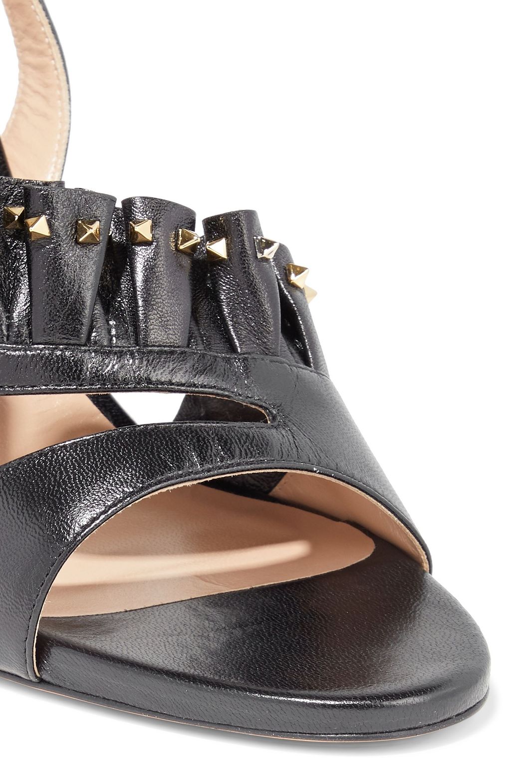 VALENTINO GARAVANI Studded ruffled leather sandals