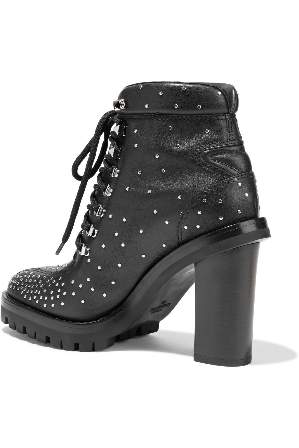 VALENTINO GARAVANI Lace-up studded leather ankle boots