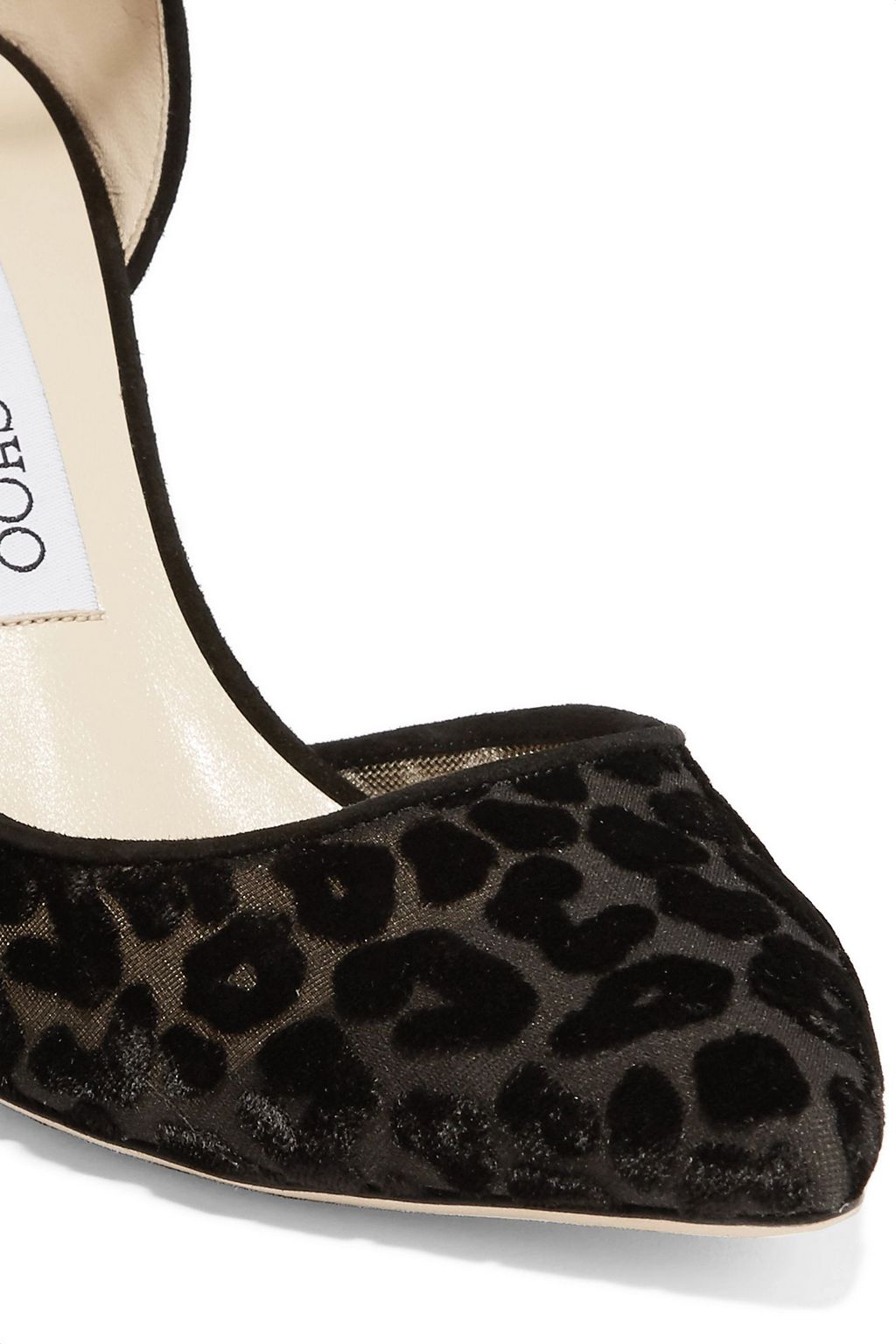 JIMMY CHOO Lucy 85 suede-trimmed devoré-velvet pumps