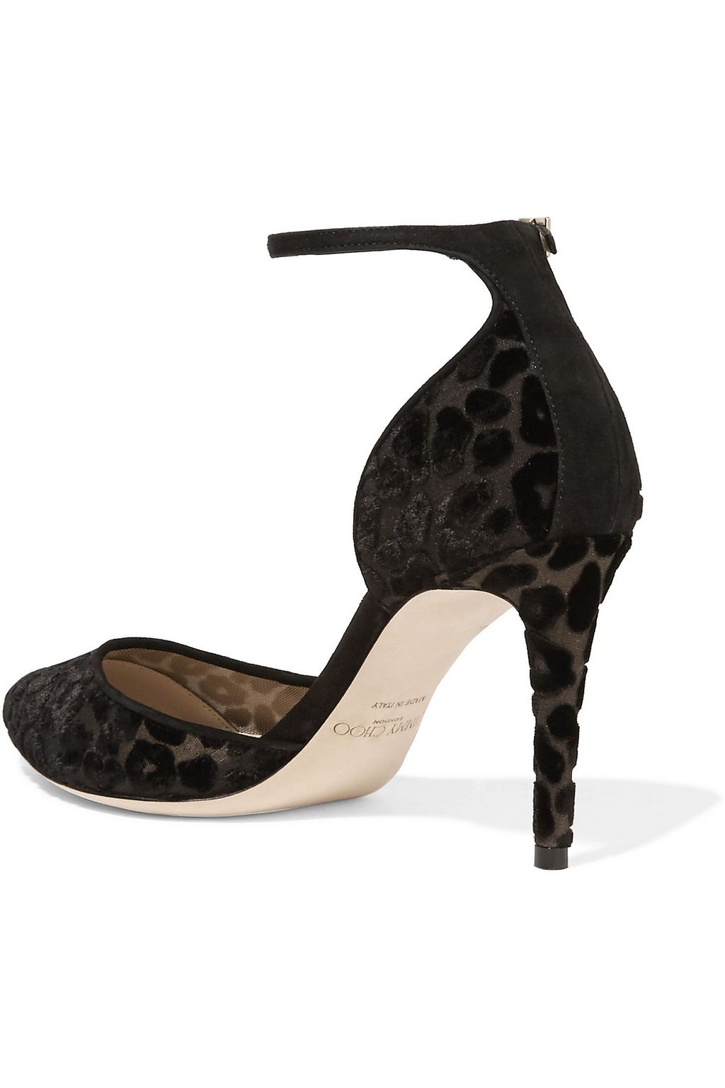 JIMMY CHOO Lucy 85 suede-trimmed devoré-velvet pumps