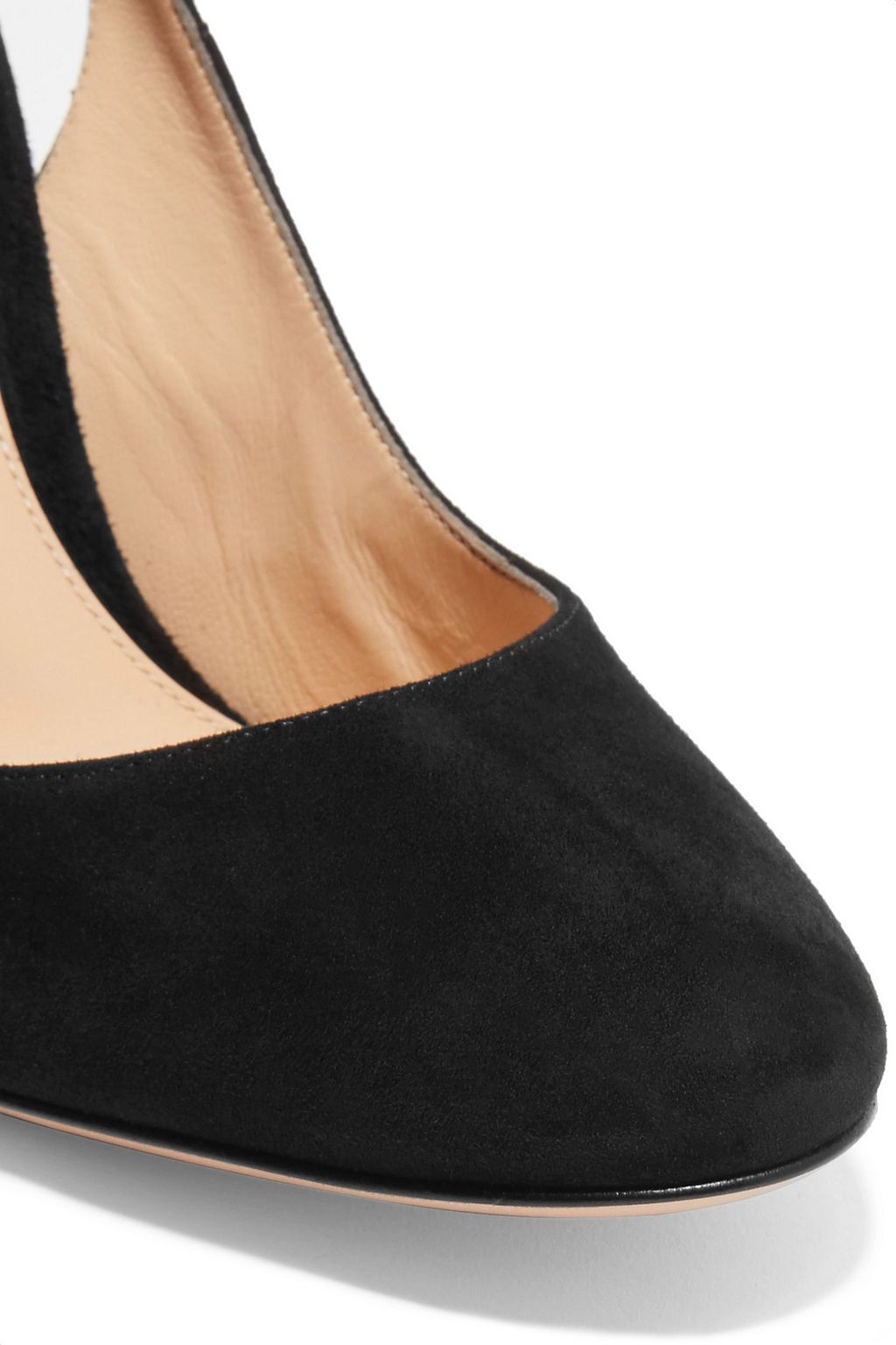 GIANVITO ROSSI 105 lace-up suede slingback pumps