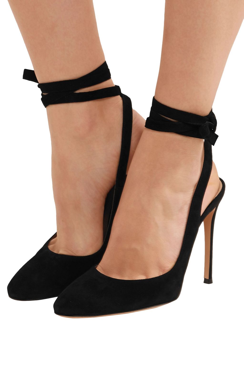 GIANVITO ROSSI 105 lace-up suede slingback pumps