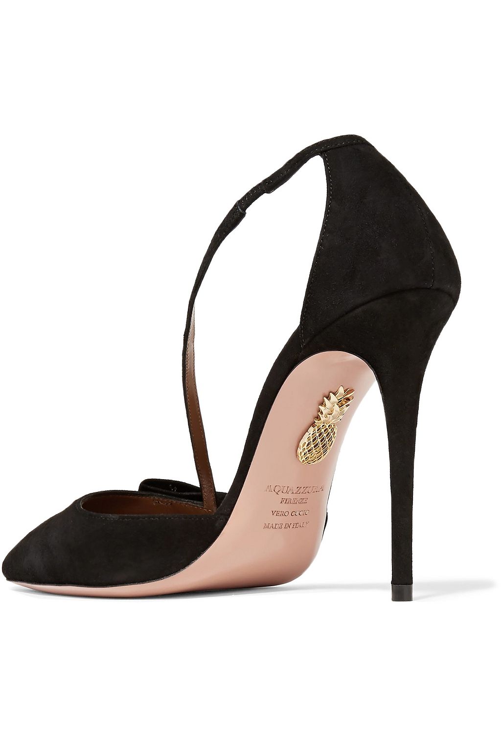 aquazzura parisienne bow suede pumps