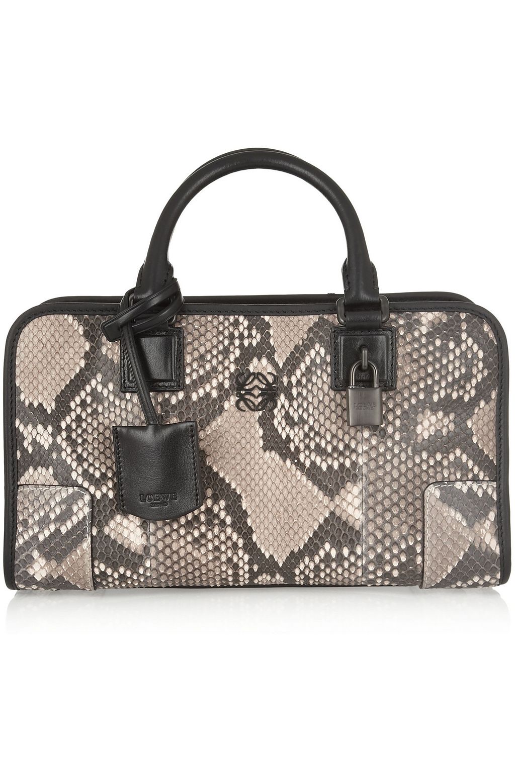LOEWE Amazona leather trimmed python tote THE OUTNET