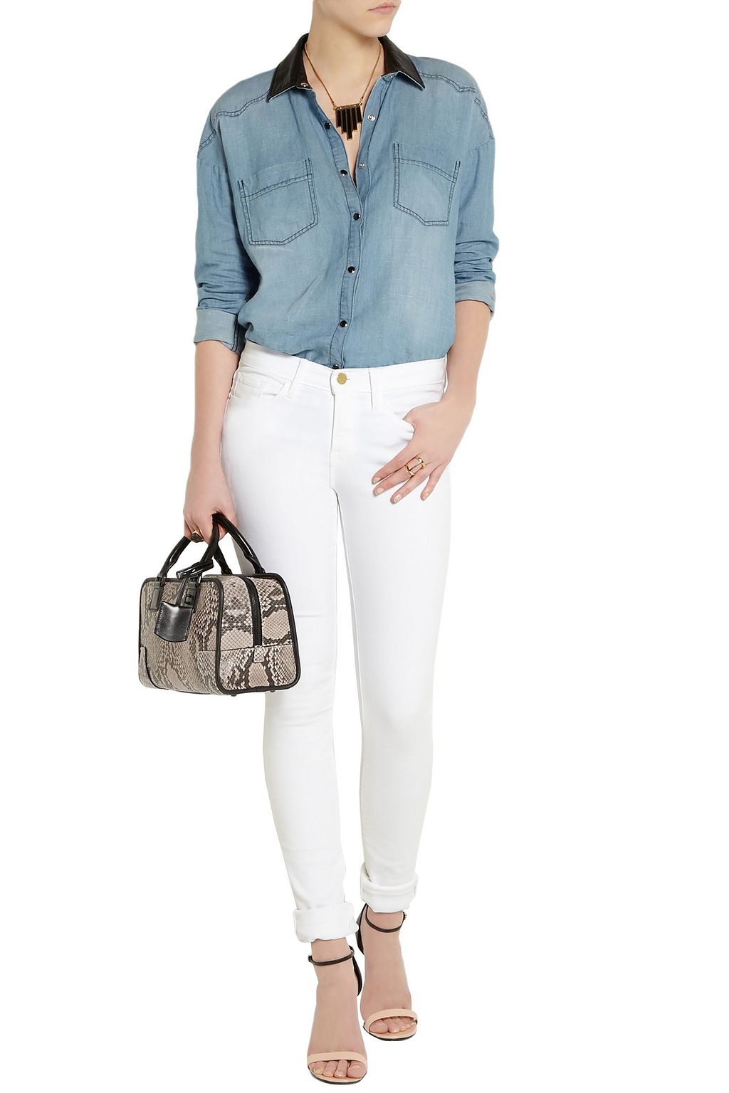 LOEWE Amazona leather-trimmed python tote