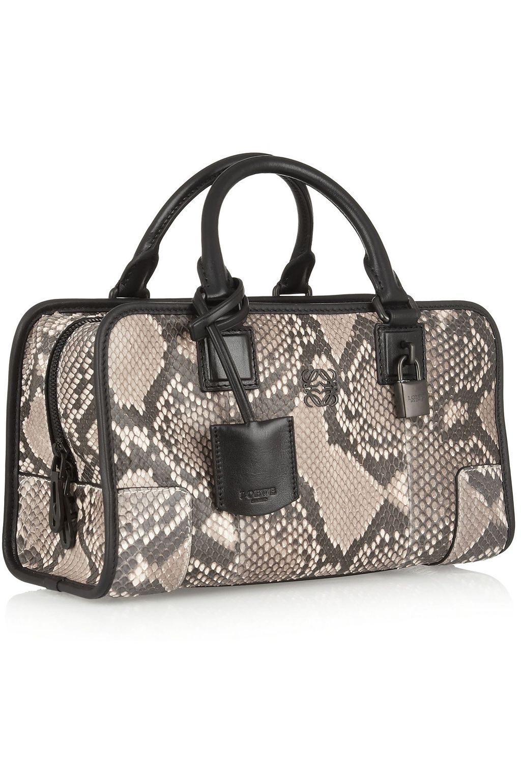 LOEWE Amazona leather-trimmed python tote