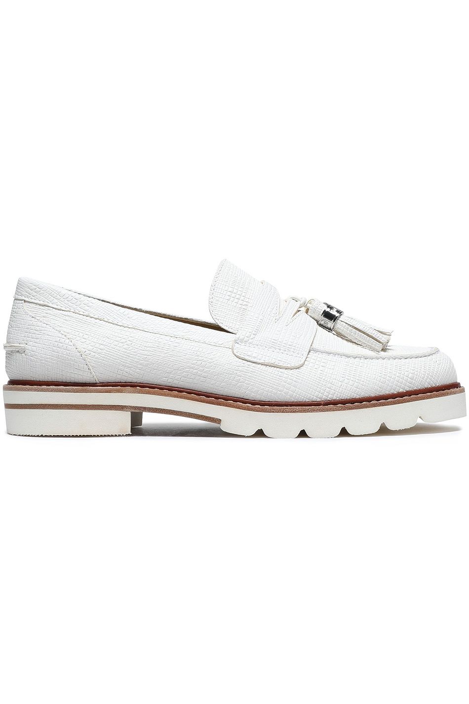 white patent leather loafers