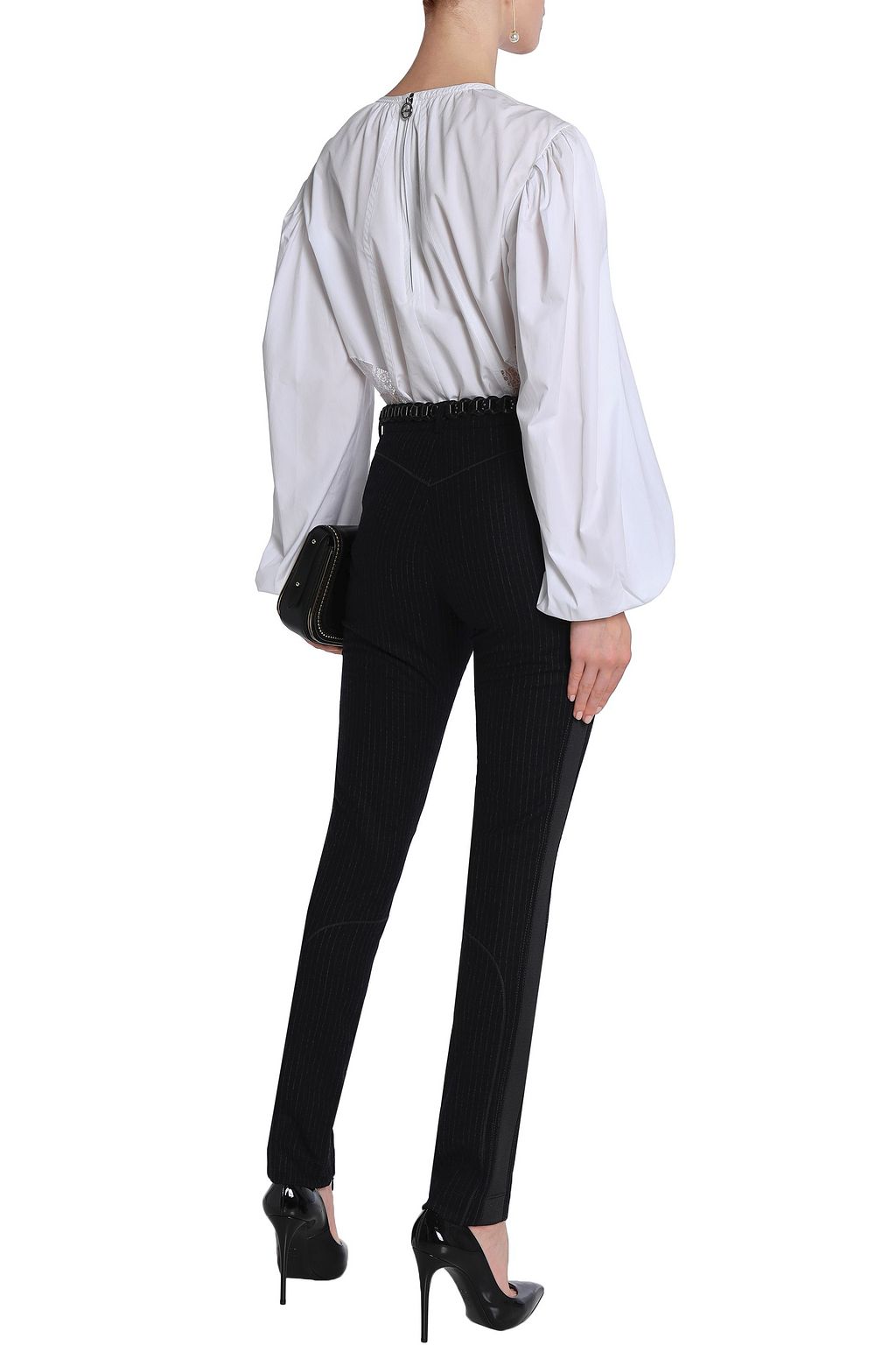 NINA RICCI Pinstriped wool-blend slim-leg pants