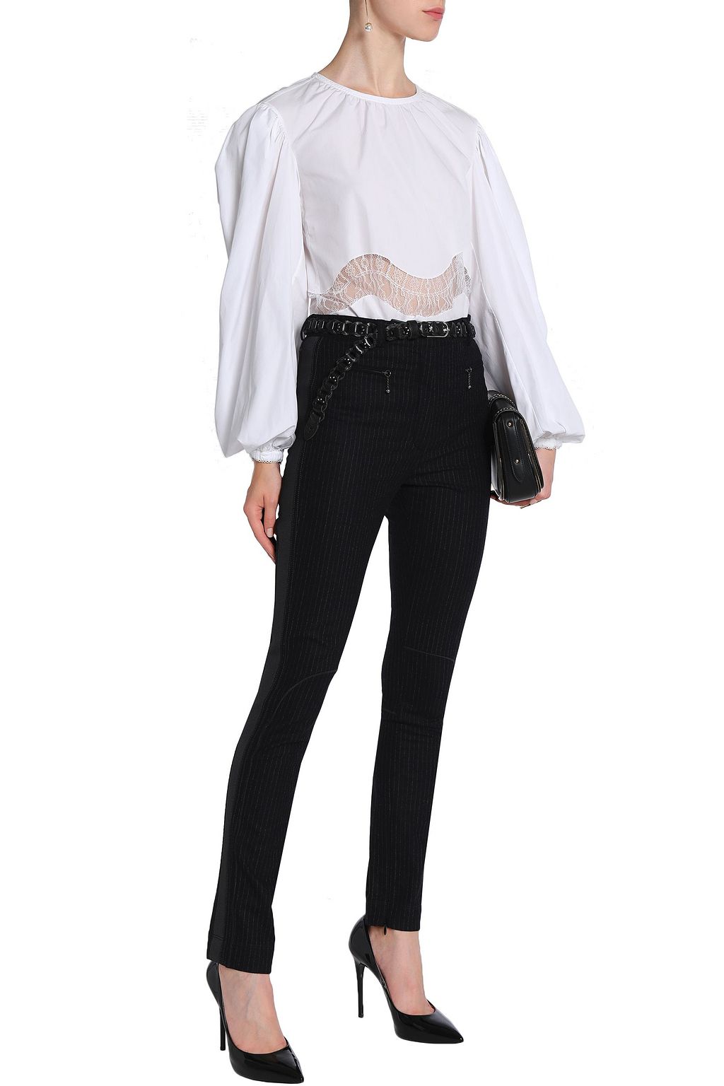 NINA RICCI Pinstriped wool-blend slim-leg pants