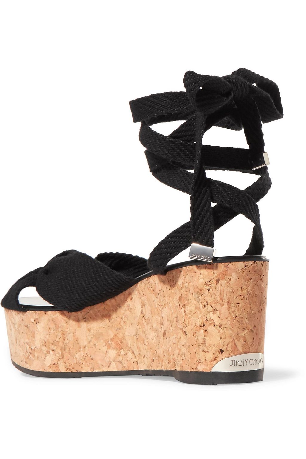 JIMMY CHOO Norah 70 knotted canvas wedge sandals
