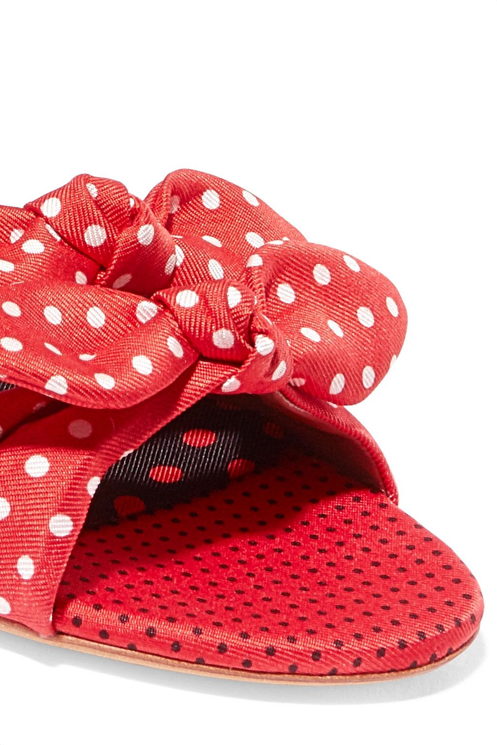 TABITHA SIMMONS Cleo bow-embellished polka-dot twill slides