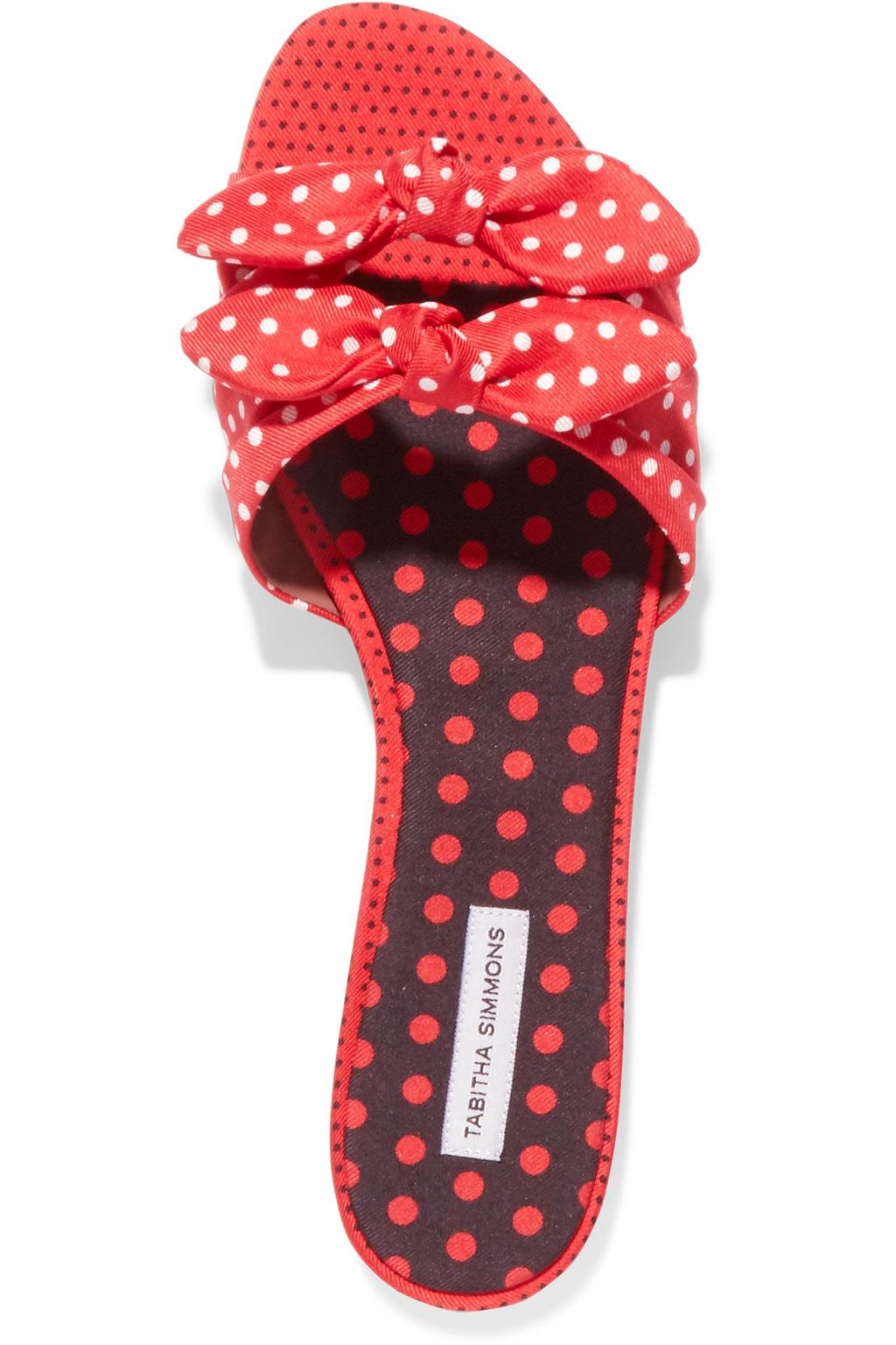 TABITHA SIMMONS Cleo bow-embellished polka-dot twill slides