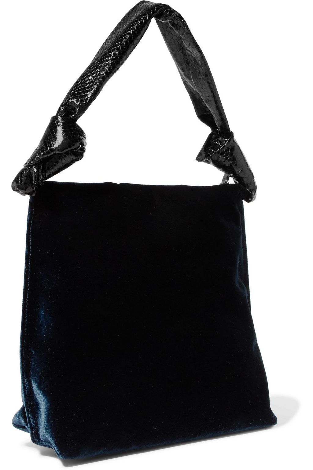 THE ROW Wander python-trimmed velvet shoulder bag