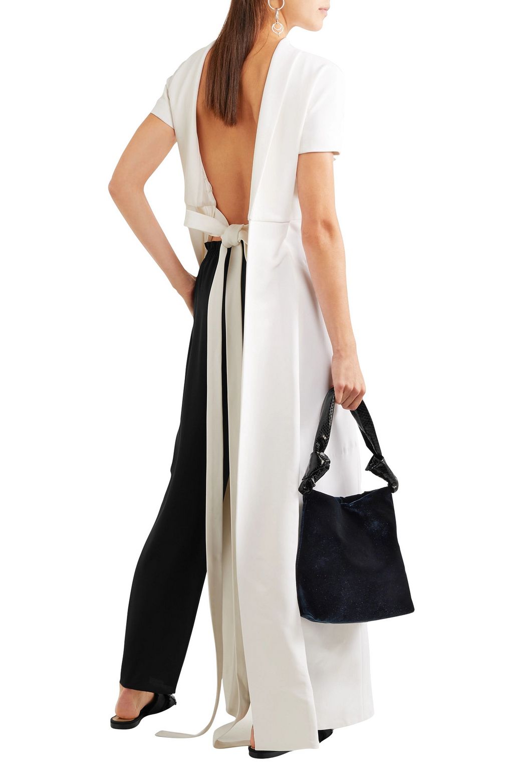 THE ROW Wander python-trimmed velvet shoulder bag