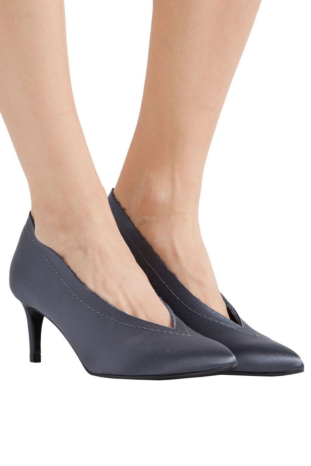 PEDRO GARCÍA Elena frayed satin pumps