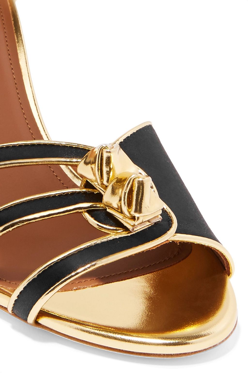 MALONE SOULIERS Eunice metallic leather-trimmed satin sandals