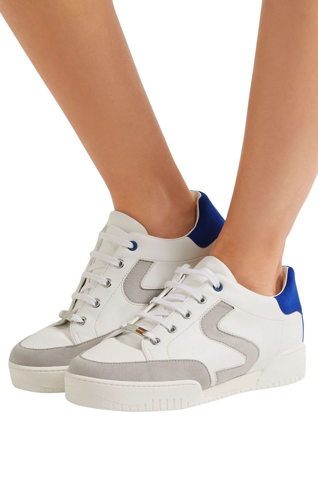 STELLA MCCARTNEY Faux suede-trimmed faux leather sneakers