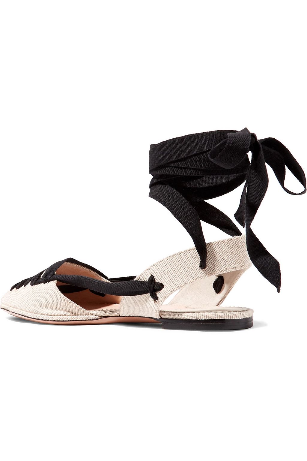 ALTUZARRA Lace-up canvas point-toe flats