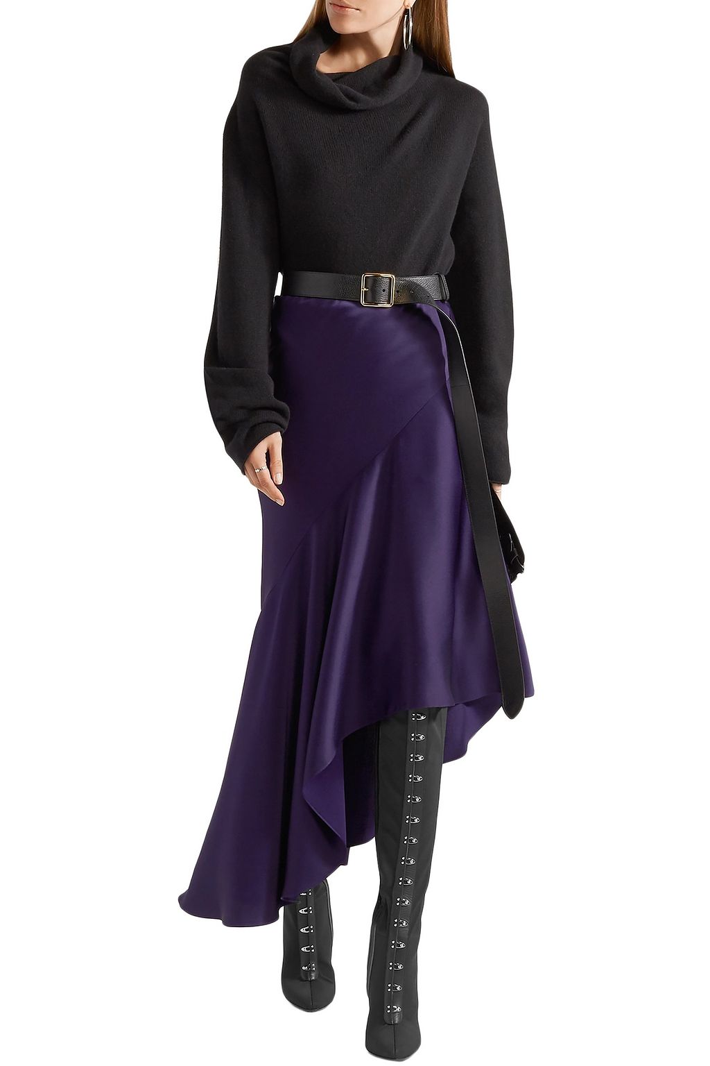 GIUSEPPE ZANOTTI Leather-trimmed stretch-mesh over-the-knee boots