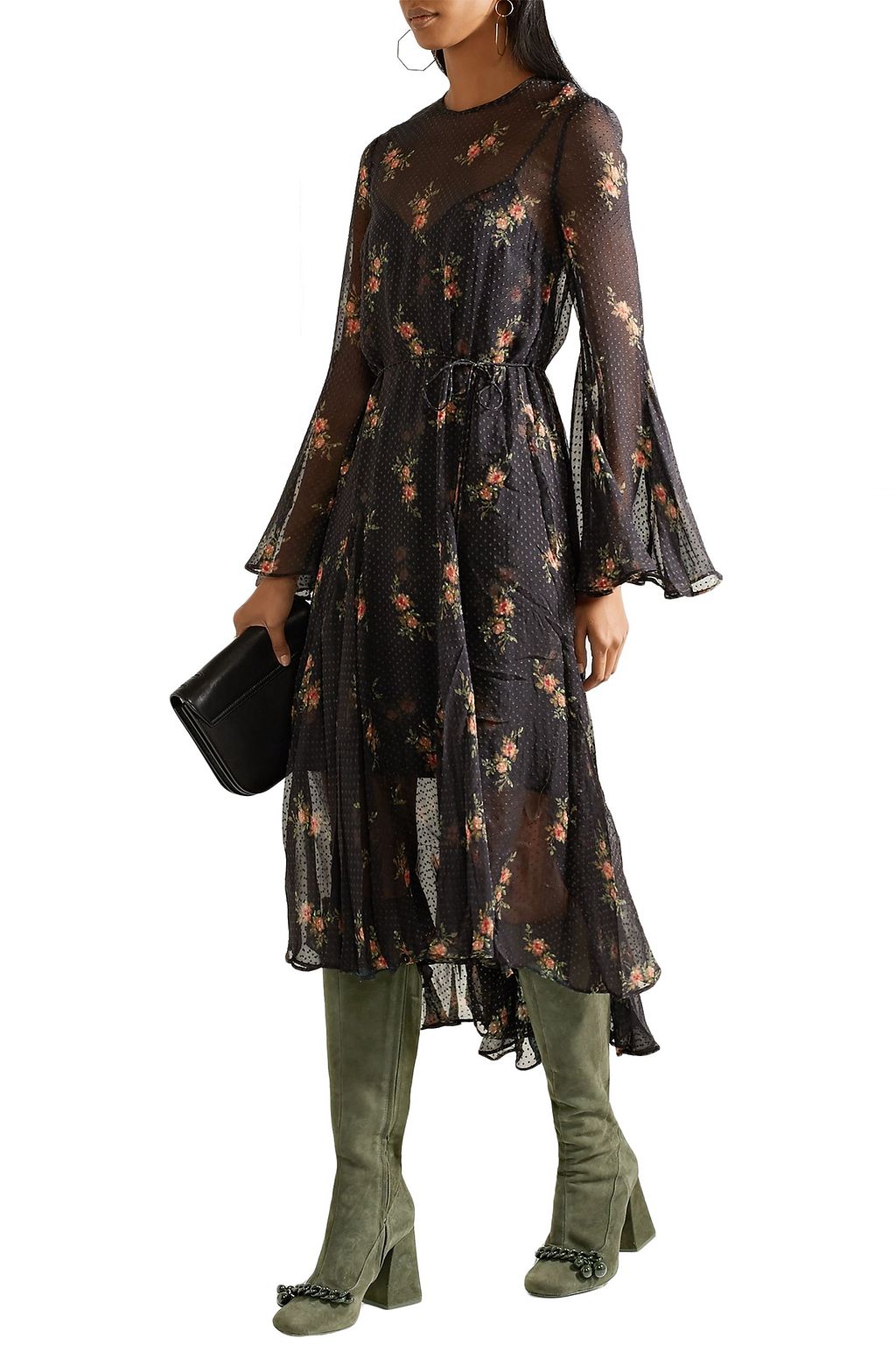 TORY BURCH Addison chain-embellished suede knee boots