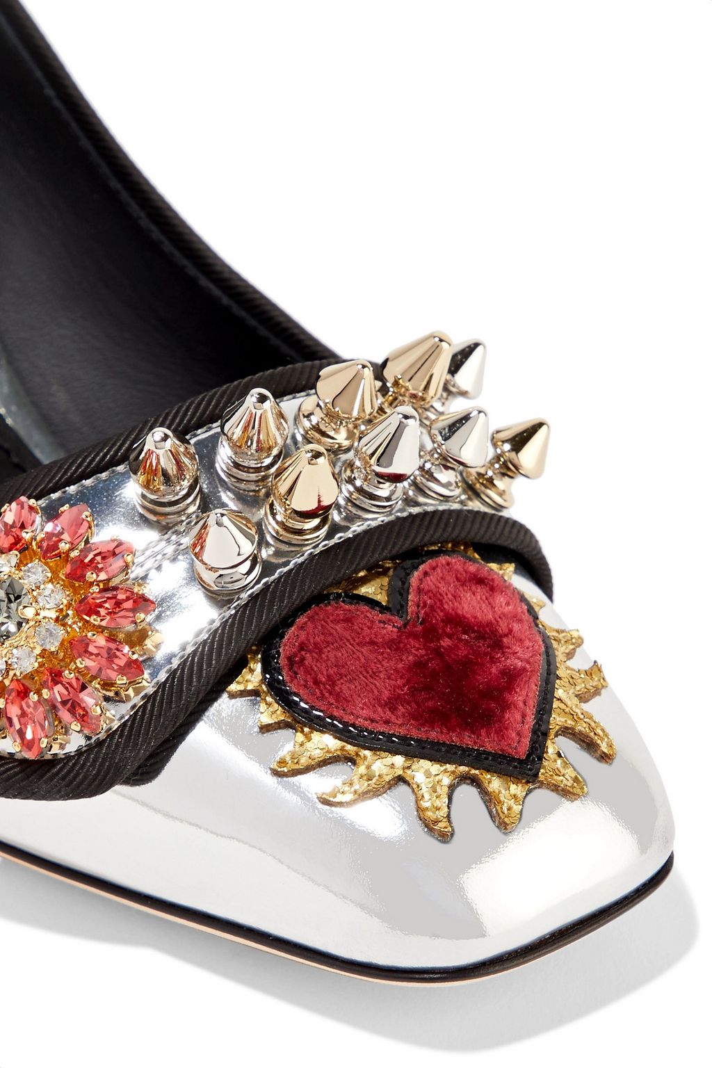 DOLCE&GABBANA Embellished mirrored-leather pumps