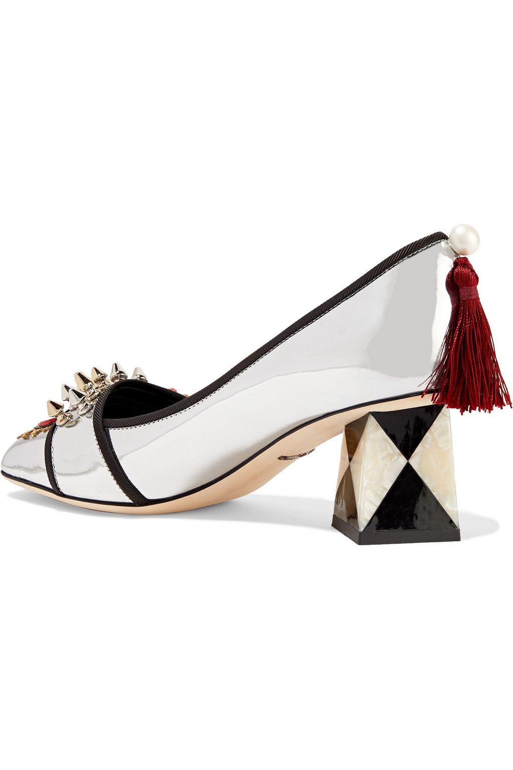 DOLCE&GABBANA Embellished mirrored-leather pumps