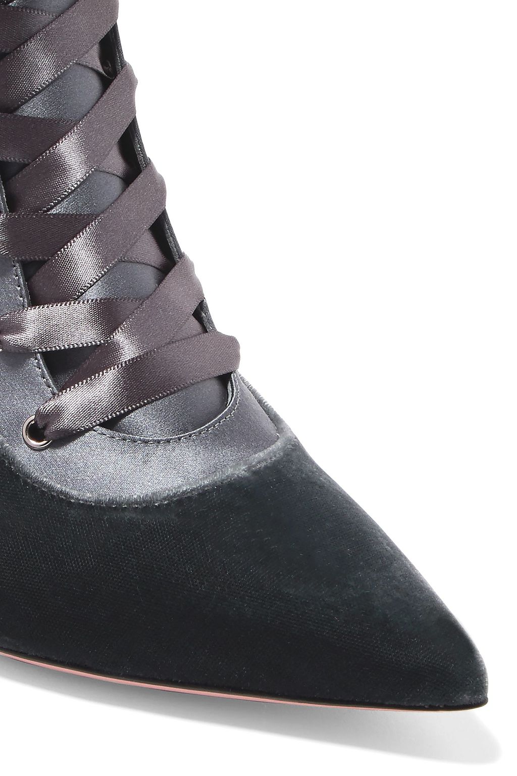 GIANVITO ROSSI Lace-up velvet and satin ankle boots