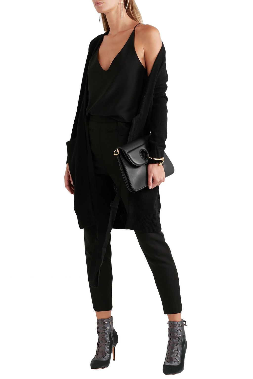 GIANVITO ROSSI Lace-up velvet and satin ankle boots