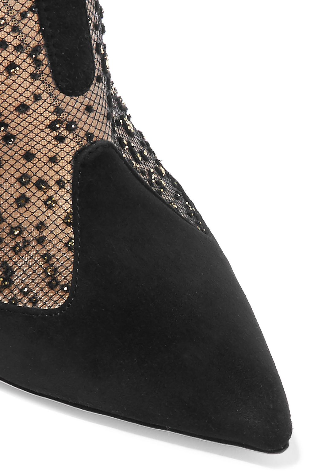 CHRISTIAN LOUBOUTIN Papilloboot 100 embellished mesh and suede ankle boots