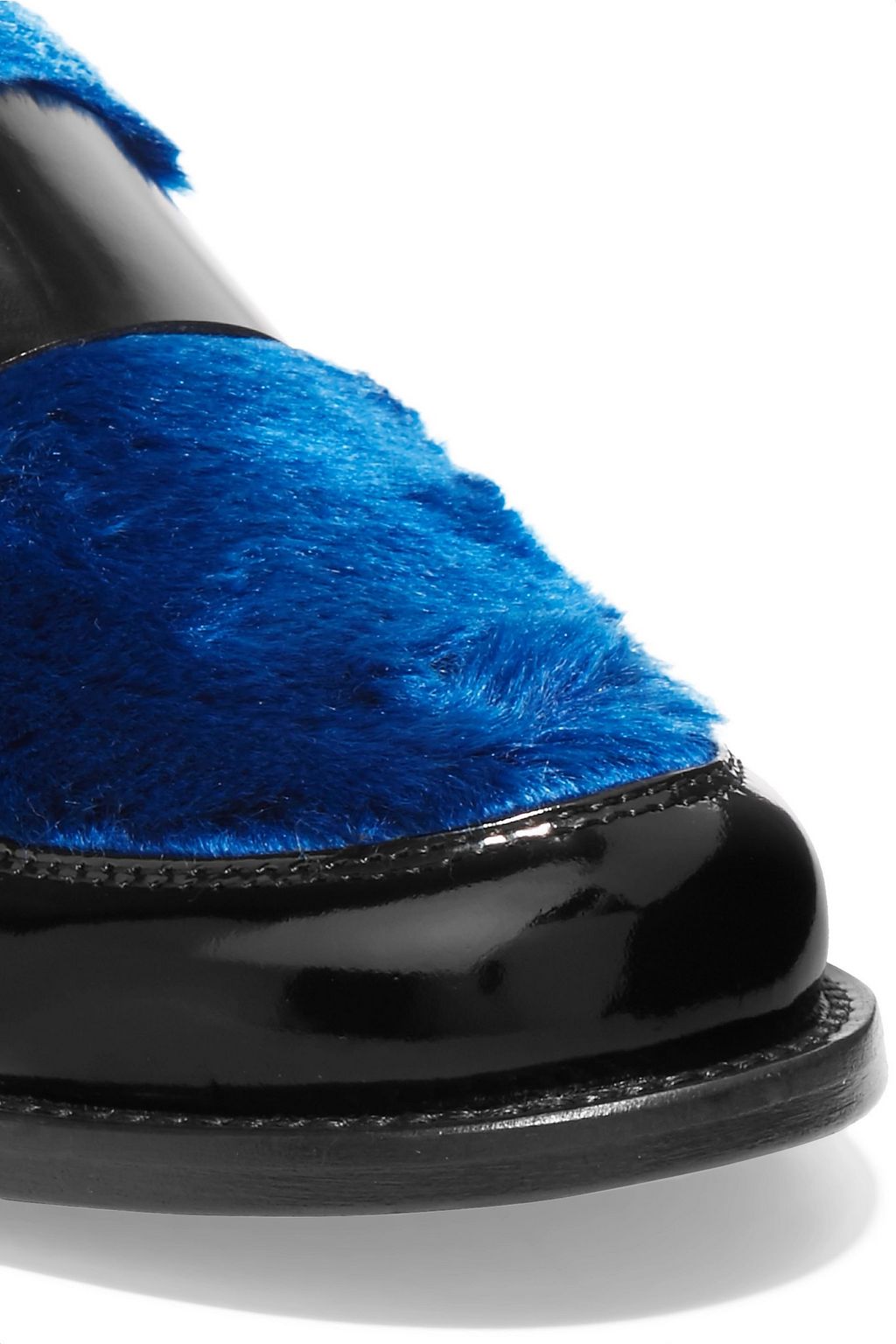 JOSHUA*S Last Dance faux fur-paneled glossed-leather loafers