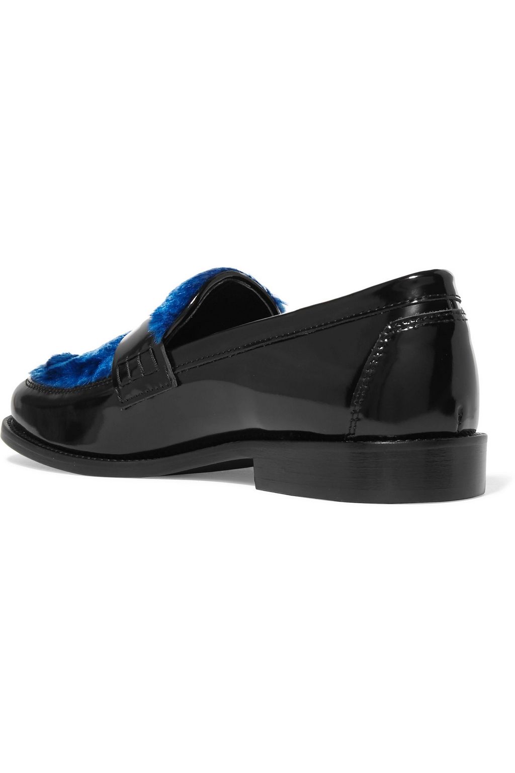 JOSHUA*S Last Dance faux fur-paneled glossed-leather loafers
