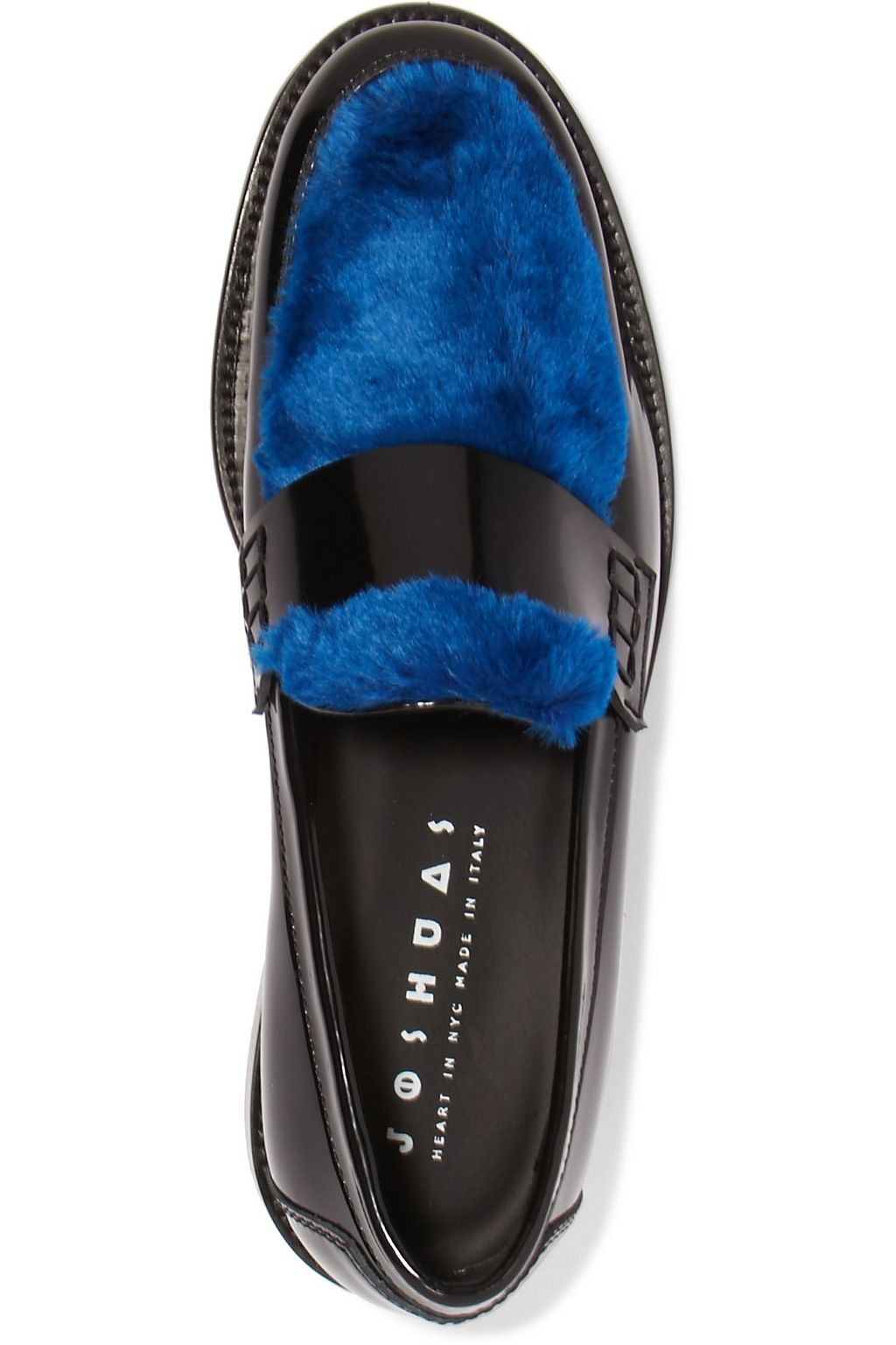 JOSHUA*S Last Dance faux fur-paneled glossed-leather loafers