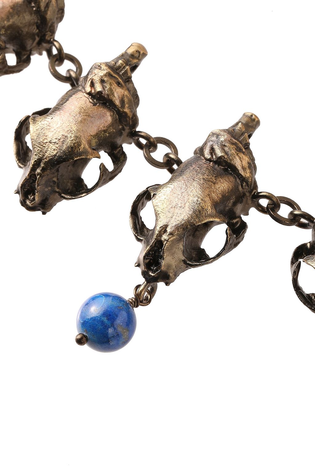 VALENTINO GARAVANI Burnished gold-tone, bead and leather necklace