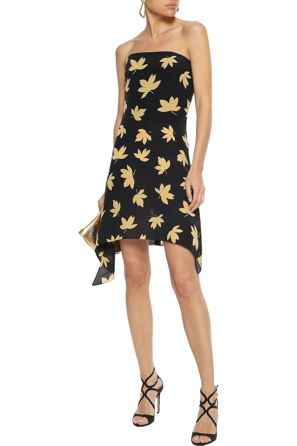 VERSUS VERSACE Strapless floral-print silk-crepe mini dress