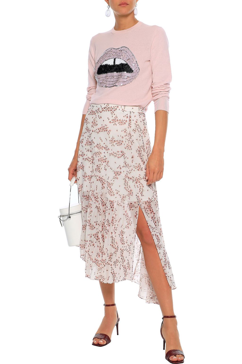 MARKUS LUPFER Nevada asymmetric floral-print chiffon skirt