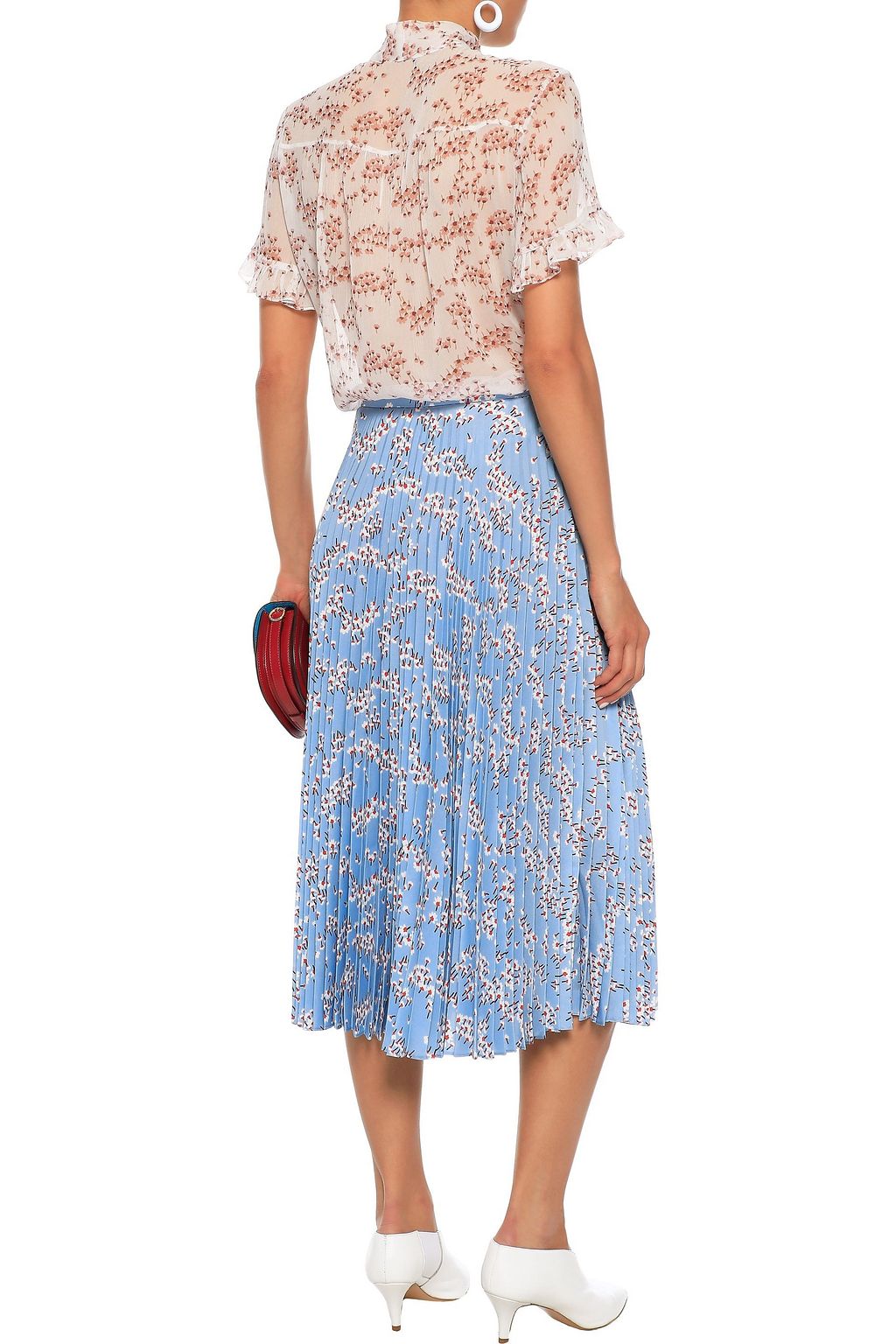 MARKUS LUPFER Hailey pleated floral-print crepe de chine midi skirt