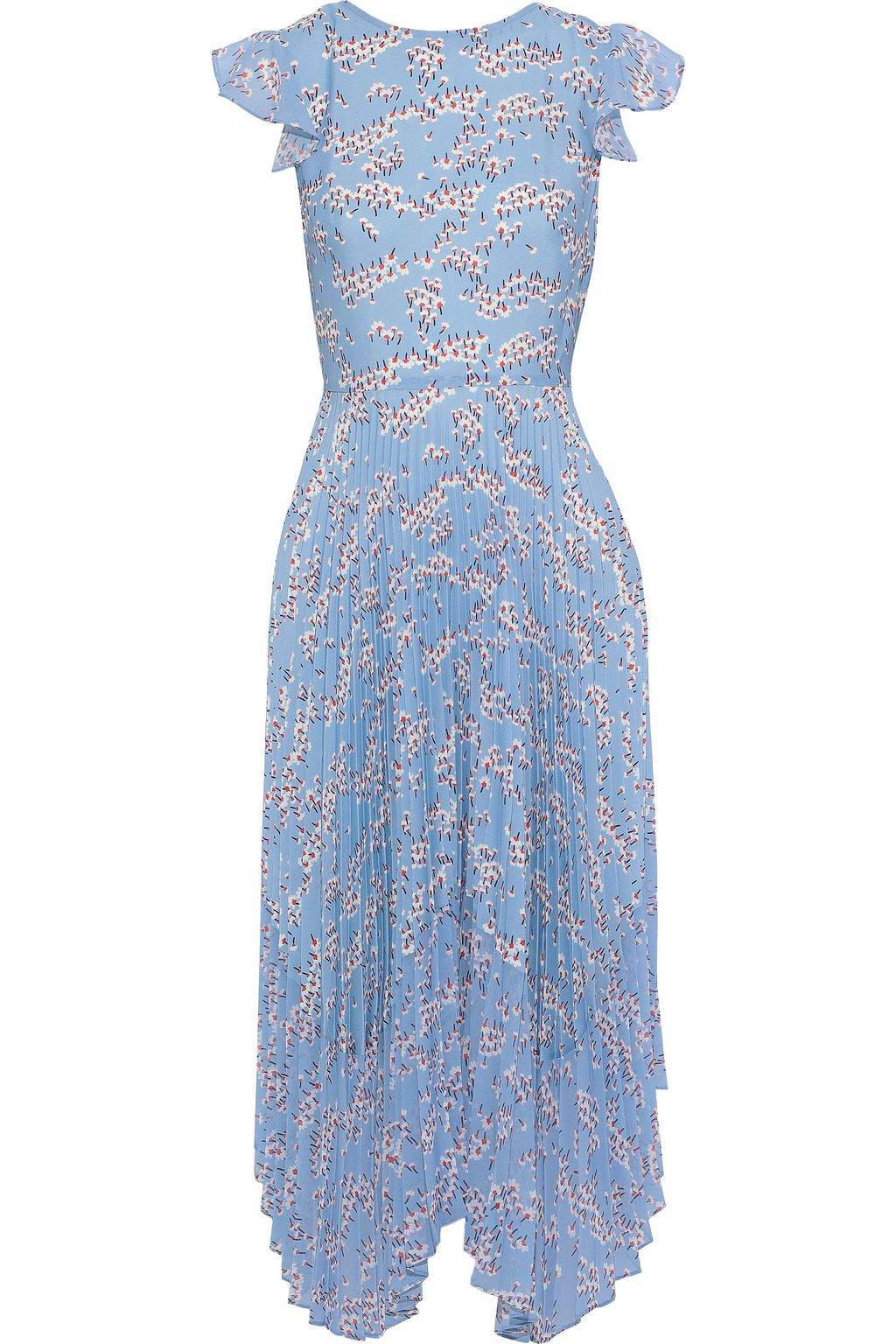 blue chiffon midi dress