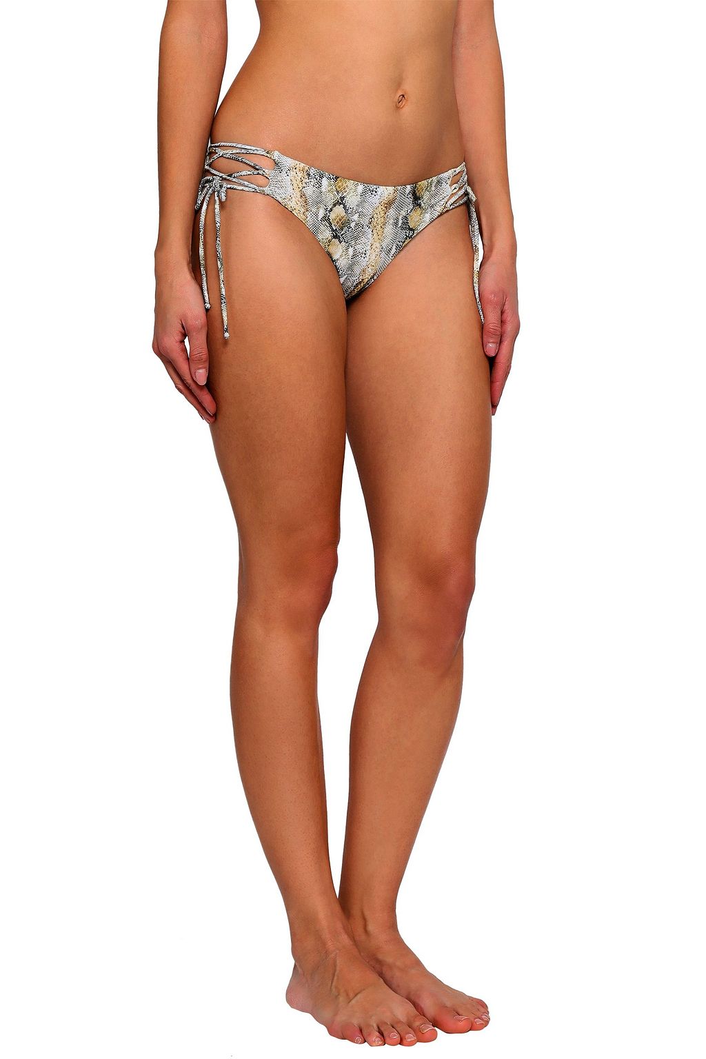 MELISSA ODABASH Elba lace-up snake-print low-rise bikini briefs