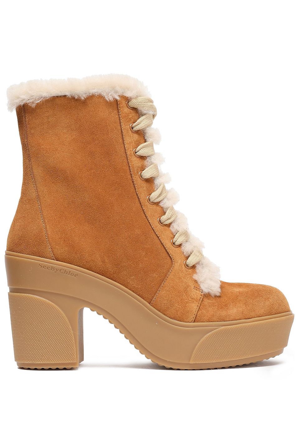 see by chloe leather trimmed suede ankle boots