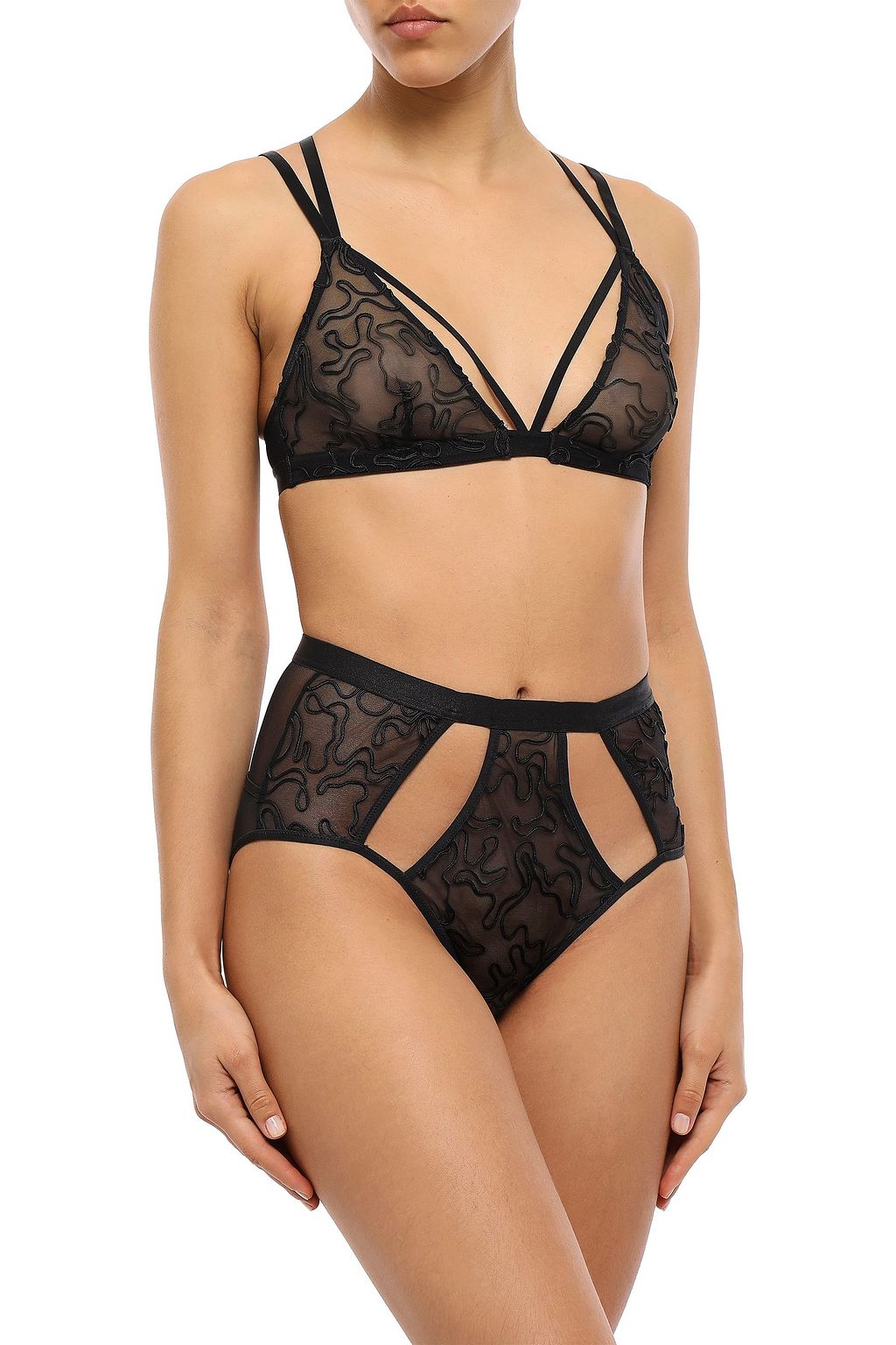 COSABELLA Cutout embroidered mesh high-rise briefs