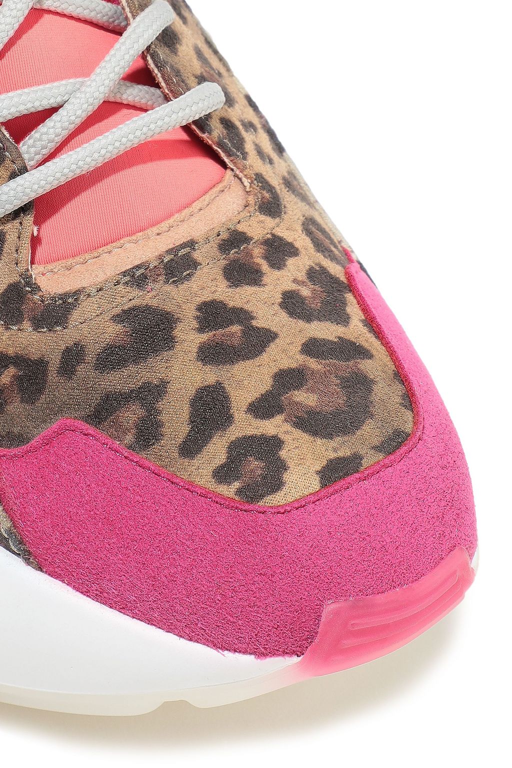 STELLA MCCARTNEY Neon neoprene-paneled leopard-print faux suede sneakers