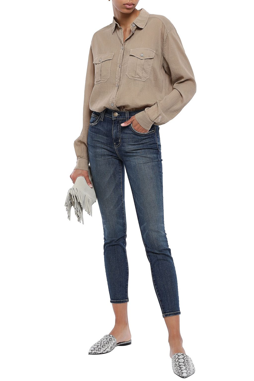 CURRENT/ELLIOTT Cropped high-rise skinny jeans