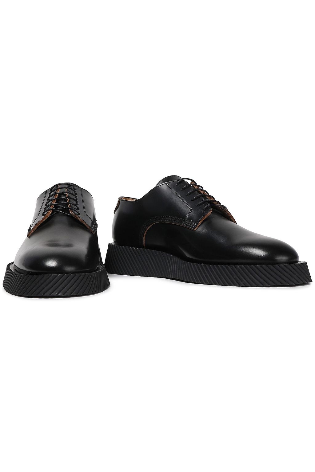 JIL SANDER Glossed-leather platform brogues