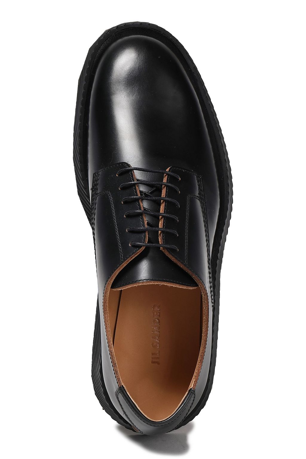 JIL SANDER Glossed-leather platform brogues